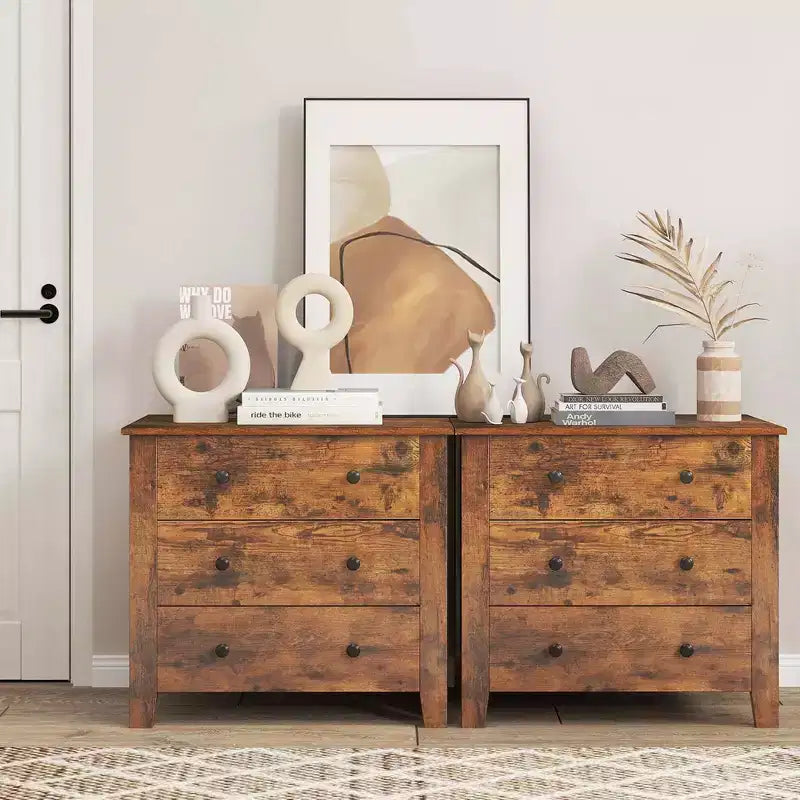 Table de chevet Commode à 3 tiroirs avec poignées pratiques Rails de glissière lisses Table d'appoint