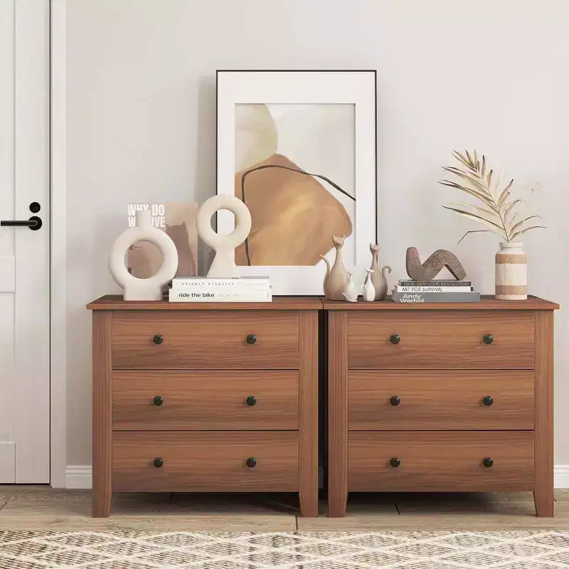 Table de chevet Commode à 3 tiroirs avec poignées pratiques Rails de glissière lisses Table d'appoint
