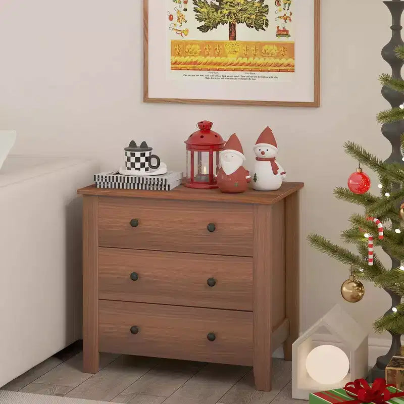 Table de chevet Commode à 3 tiroirs avec poignées pratiques Rails de glissière lisses Table d'appoint