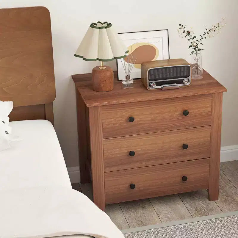 Table de chevet Commode à 3 tiroirs avec poignées pratiques Rails de glissière lisses Table d'appoint