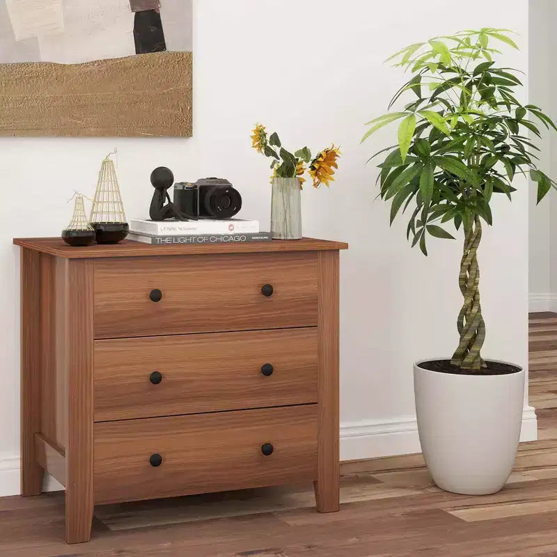 Table de chevet Commode à 3 tiroirs avec poignées pratiques Rails de glissière lisses Table d'appoint