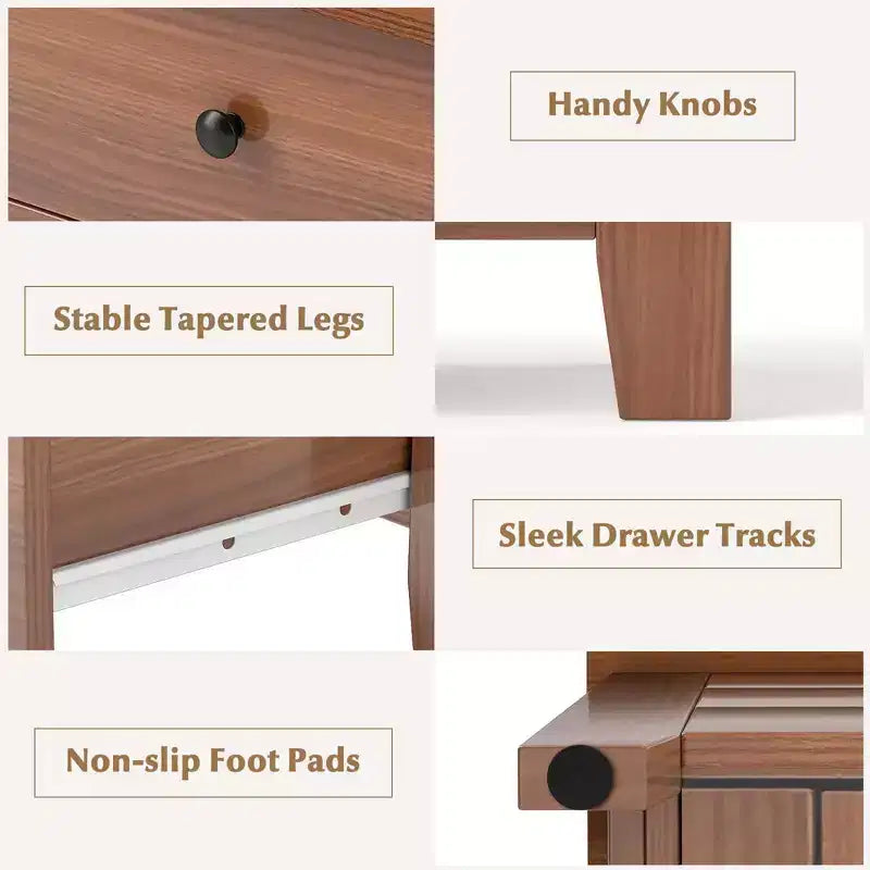 Table de chevet Commode à 3 tiroirs avec poignées pratiques Rails de glissière lisses Table d'appoint