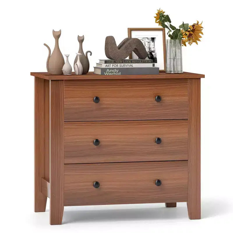 Table de chevet Commode à 3 tiroirs avec poignées pratiques Rails de glissière lisses Table d'appoint