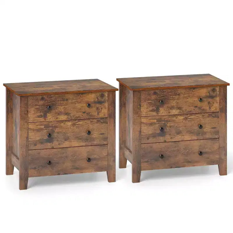 Table de chevet Commode à 3 tiroirs avec poignées pratiques Rails de glissière lisses Table d'appoint