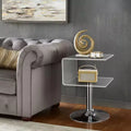 Table d'appoint en acrylique transparent en forme de C de 40 cm avec base en acier inoxydable, petite table de bout moderne à double couche pour canapé, table de chevet dans le salon