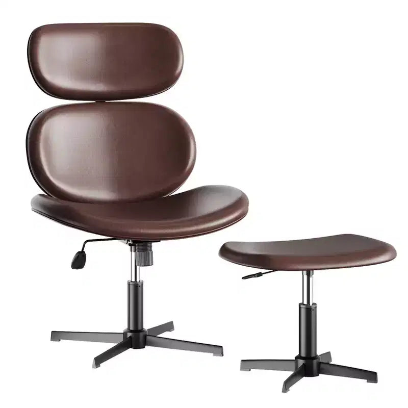 Chaise de bureau pivotante avec pouf, chaise de bureau inclinable avec dossier haut et appui-tête réglables, chaise de jeu ergonomique en PU