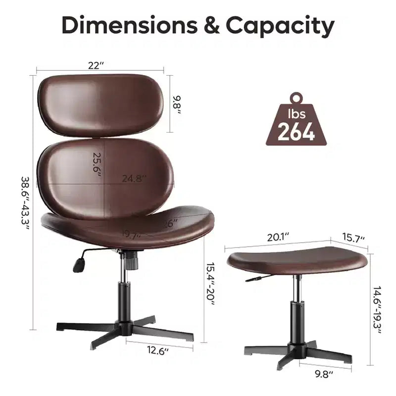 Chaise de bureau pivotante avec pouf, chaise de bureau inclinable avec dossier haut et appui-tête réglables, chaise de jeu ergonomique en PU