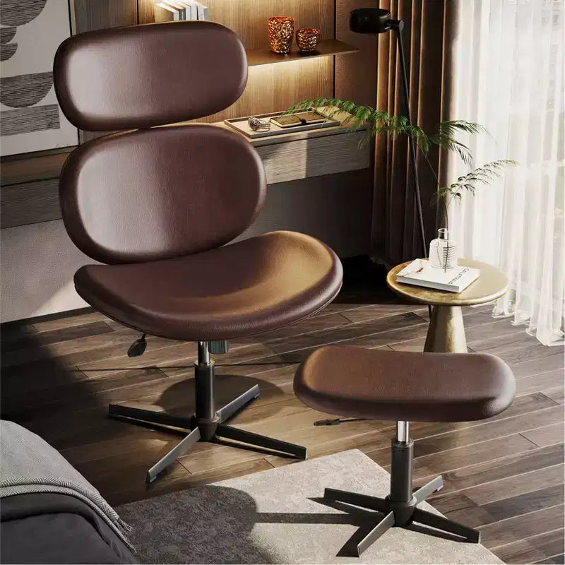 Chaise de bureau pivotante avec pouf, chaise de bureau inclinable avec dossier haut et appui-tête réglables, chaise de jeu ergonomique en PU