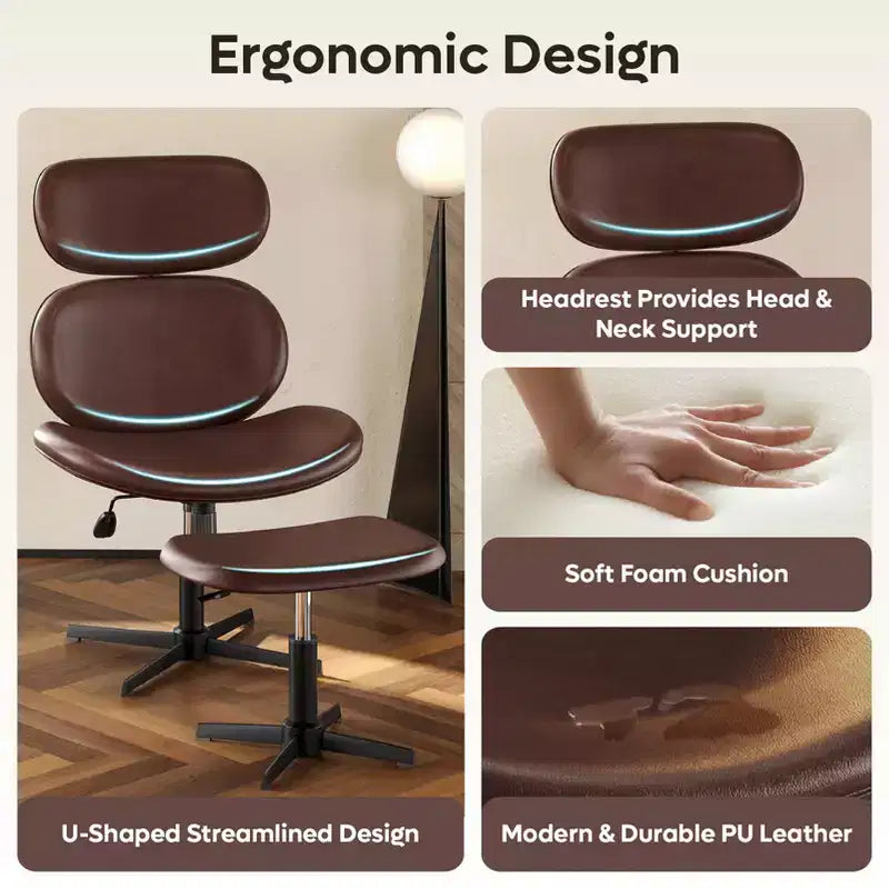 Chaise de bureau pivotante avec pouf, chaise de bureau inclinable avec dossier haut et appui-tête réglables, chaise de jeu ergonomique en PU