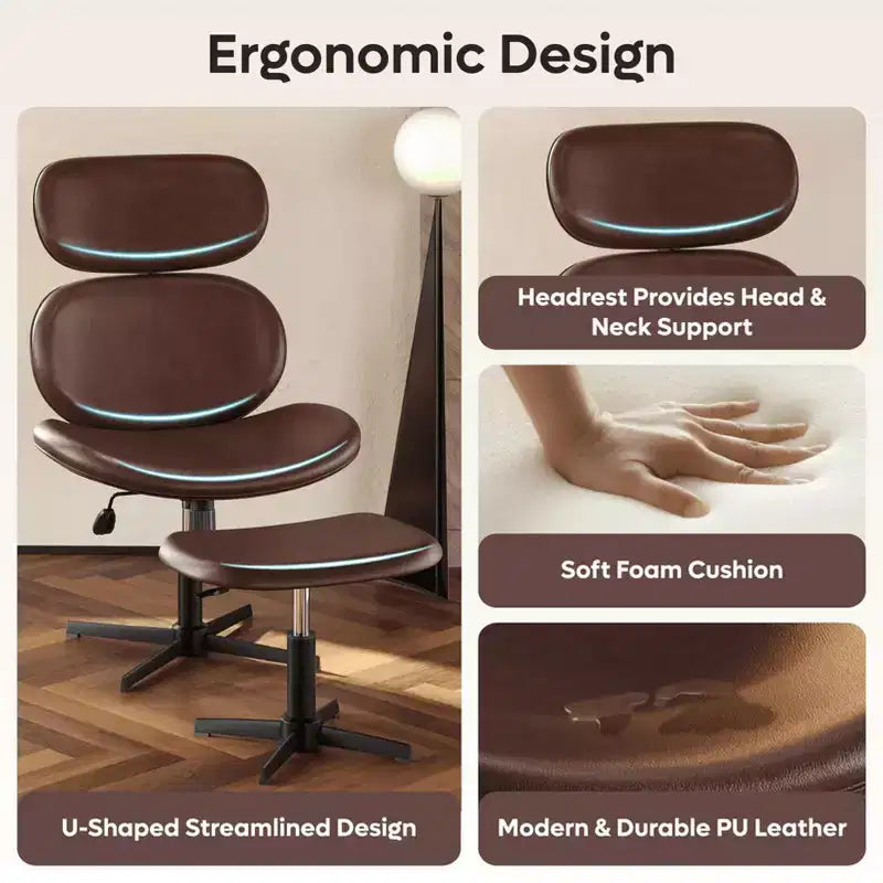 Chaise de bureau pivotante avec pouf, chaise de bureau inclinable avec dossier haut et appui-tête réglables, chaise de jeu ergonomique en PU