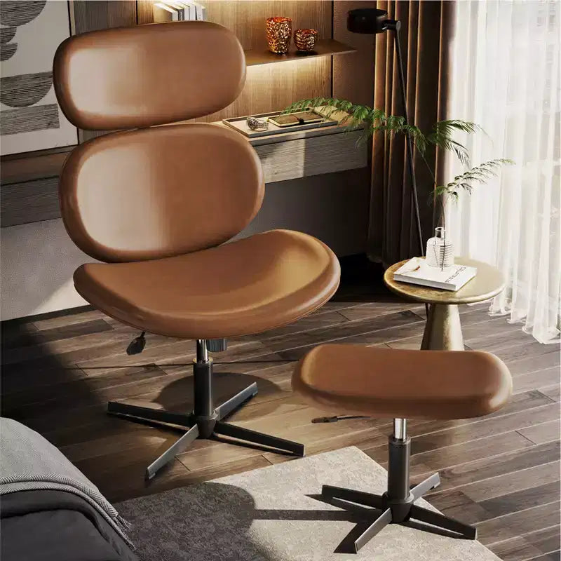 Chaise de bureau pivotante avec pouf, chaise de bureau inclinable avec dossier haut et appui-tête réglables, chaise de jeu ergonomique en PU