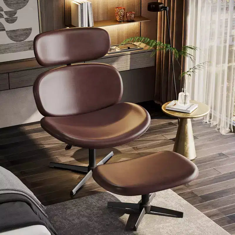 Chaise de bureau pivotante avec pouf, chaise de bureau inclinable avec dossier haut et appui-tête réglables, chaise de jeu ergonomique en PU