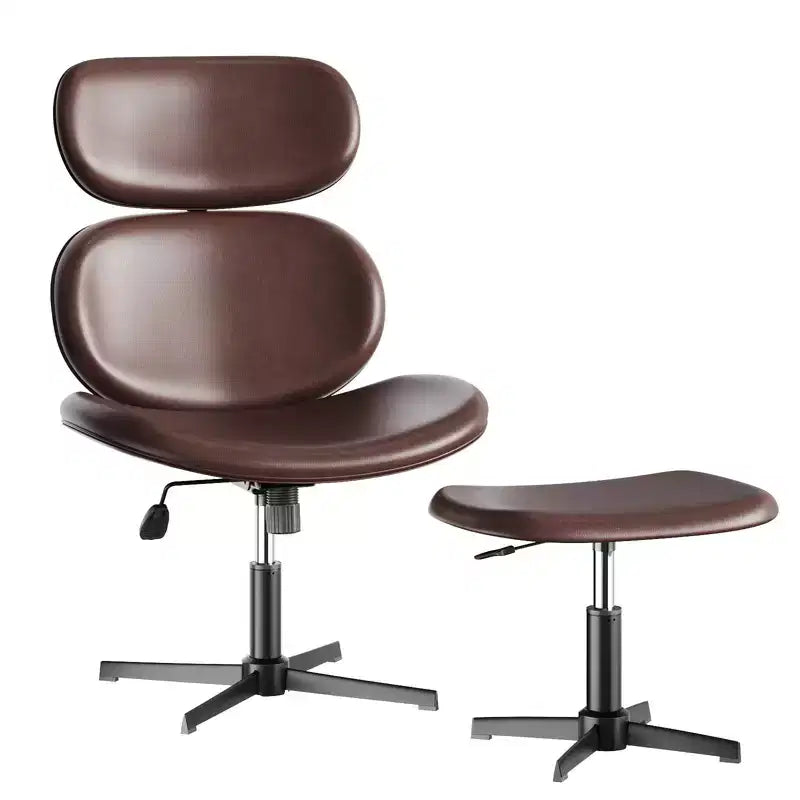 Chaise de bureau pivotante avec pouf, chaise de bureau inclinable avec dossier haut et appui-tête réglables, chaise de jeu ergonomique en PU