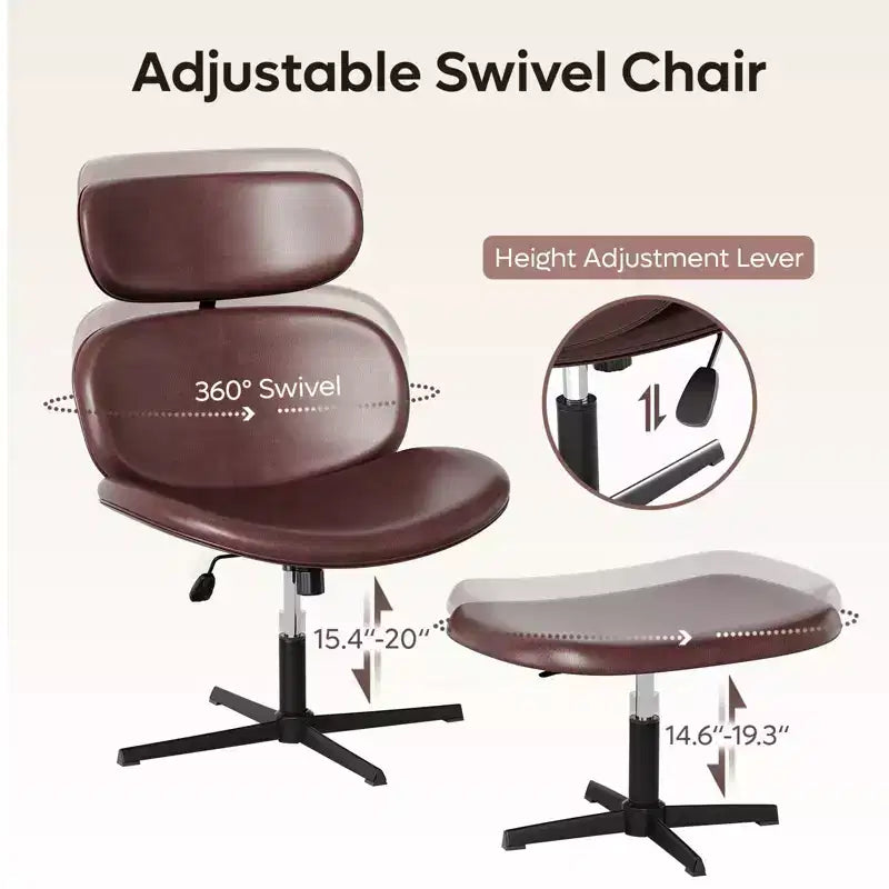 Chaise de bureau pivotante avec pouf, chaise de bureau inclinable avec dossier haut et appui-tête réglables, chaise de jeu ergonomique en PU