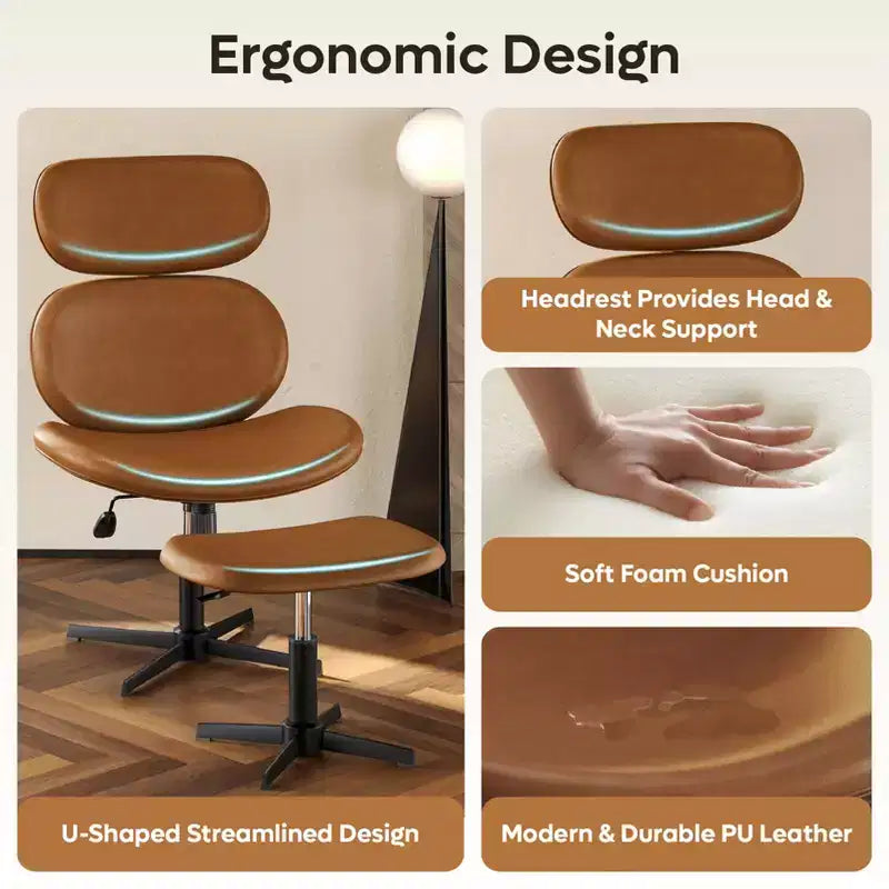 Chaise de bureau pivotante avec pouf, chaise de bureau inclinable avec dossier haut et appui-tête réglables, chaise de jeu ergonomique en PU
