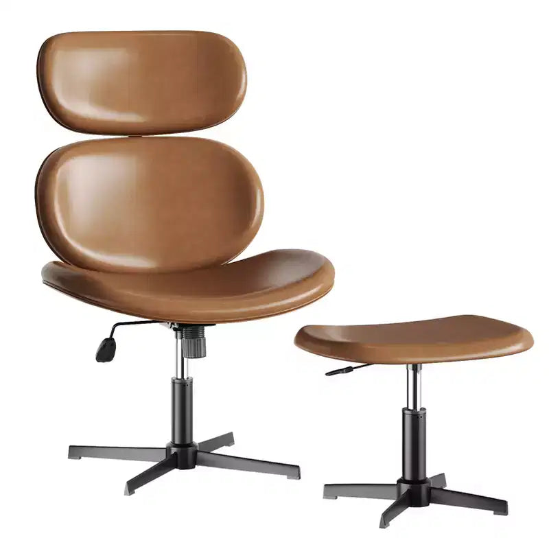 Chaise de bureau pivotante avec pouf, chaise de bureau inclinable avec dossier haut et appui-tête réglables, chaise de jeu ergonomique en PU