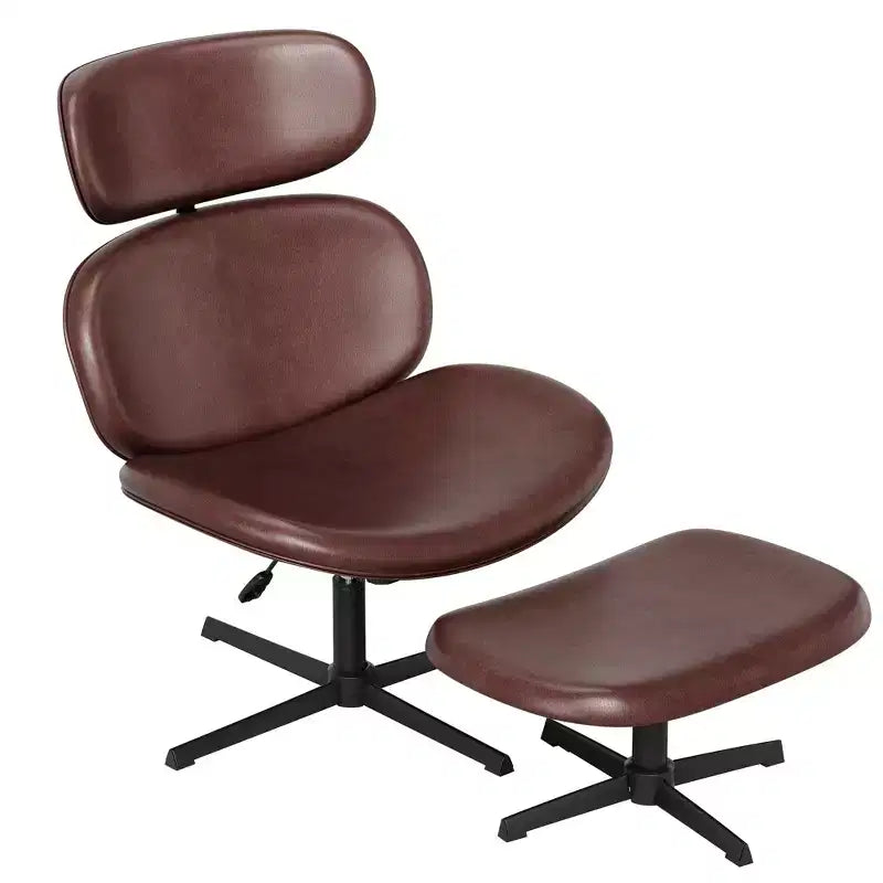 Chaise de bureau pivotante avec pouf, chaise de bureau inclinable avec dossier haut et appui-tête réglables, chaise de jeu ergonomique en PU