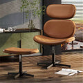 Bestier Swivel Office Chair With Ottoman, Reclining Desk Chair with Adjustable High Back & Headrest, PU Gaming Chair Ergonomic Computer Chair