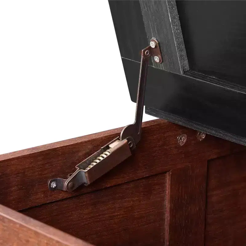 Table basse carrée en bois avec plateau relevable à charnières et rangement