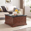 Table basse carrée en bois avec plateau relevable à charnières et rangement