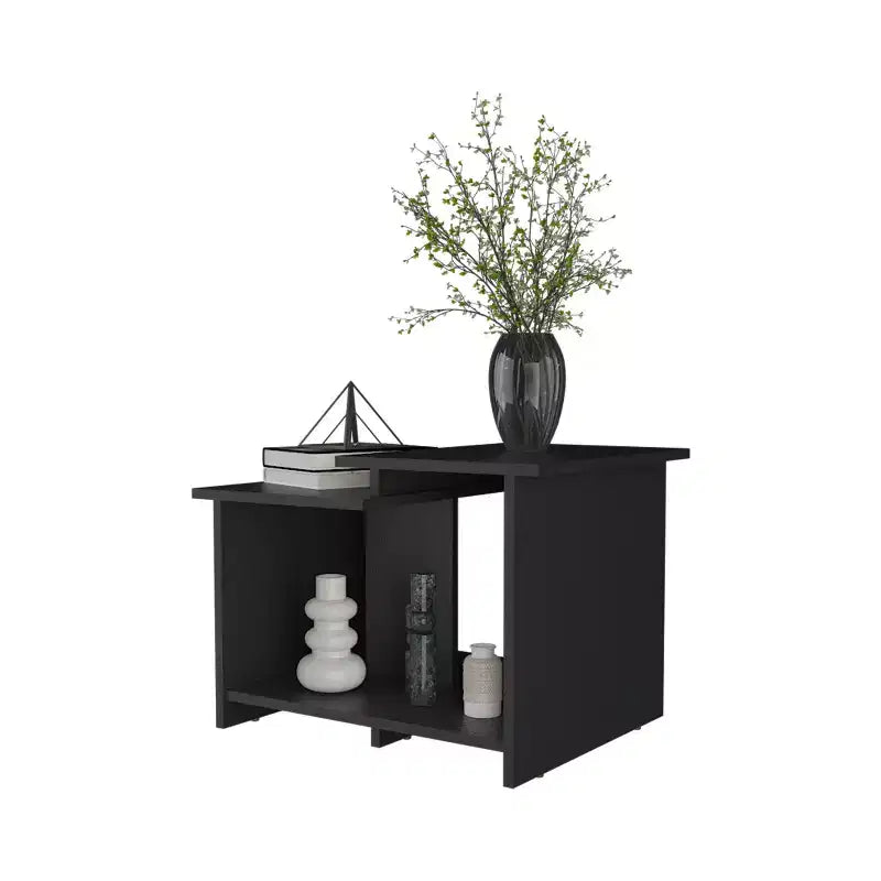 Table basse rectangulaire moderne de 42,2 cm de hauteur avec étagère inférieure ouverte pour rangement de bureau/salon, gain de place.