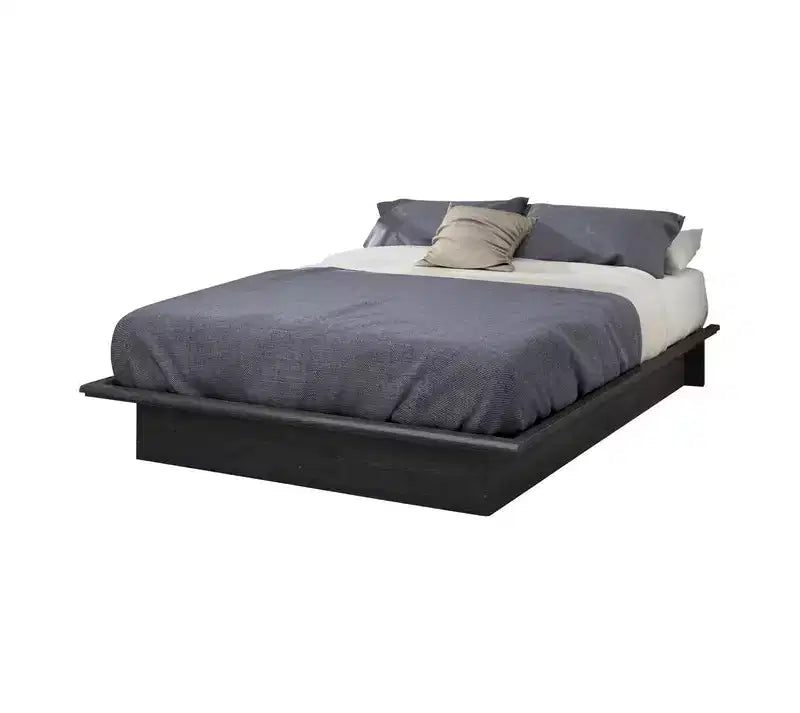 HomeStock 9.75 in.H Full Size Gray with Platform Beds (No Headboard) made of Particle Board Bed Frame