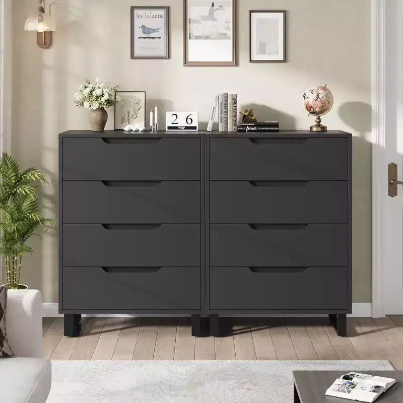 Meuble TV, Commode Haute 106 cm, Armoire Verticale Autonome à Tiroirs avec Rangement, Coffre de Rangement en Bois pour Chambre à Coucher