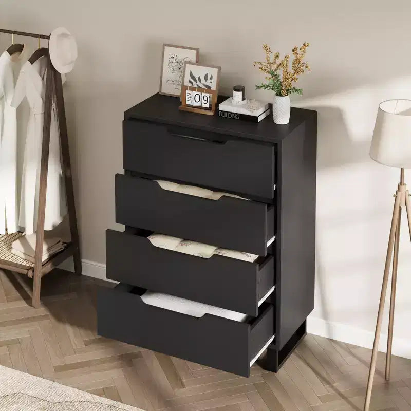 Meuble TV, Commode Haute 106 cm, Armoire Verticale Autonome à Tiroirs avec Rangement, Coffre de Rangement en Bois pour Chambre à Coucher