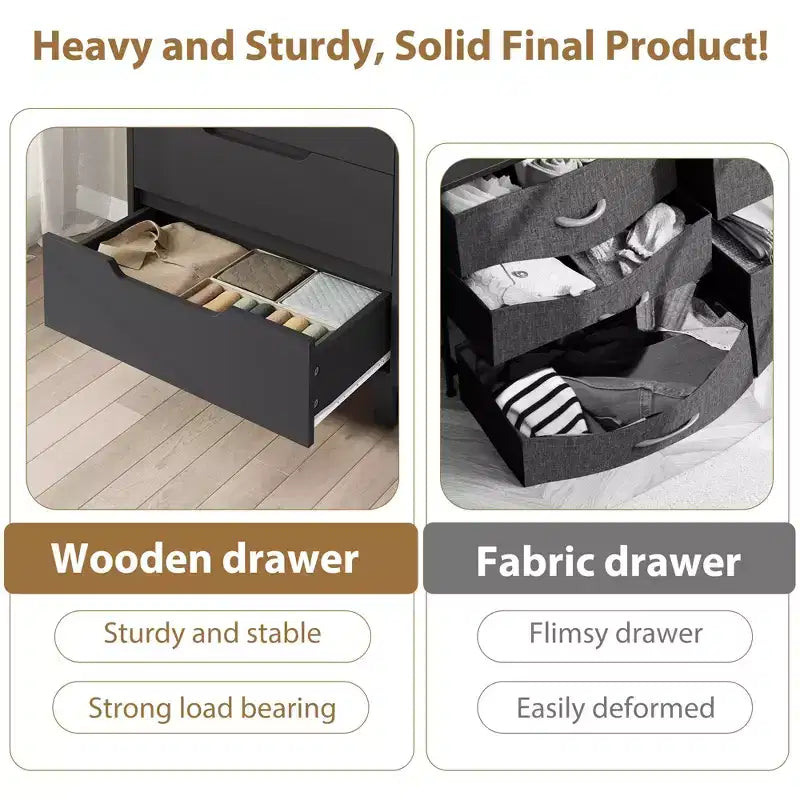 Meuble TV, Commode Haute 106 cm, Armoire Verticale Autonome à Tiroirs avec Rangement, Coffre de Rangement en Bois pour Chambre à Coucher