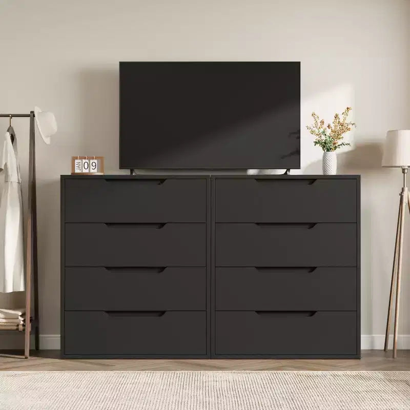 Meuble TV, Commode Haute 106 cm, Armoire Verticale Autonome à Tiroirs avec Rangement, Coffre de Rangement en Bois pour Chambre à Coucher