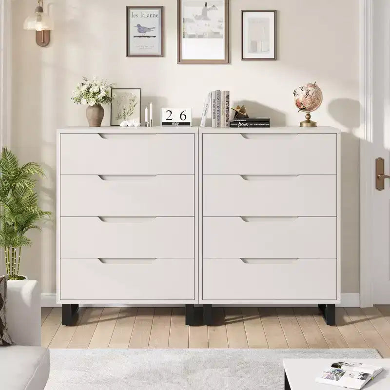 Meuble TV, Commode Haute 106 cm, Armoire Verticale Autonome à Tiroirs avec Rangement, Coffre de Rangement en Bois pour Chambre à Coucher