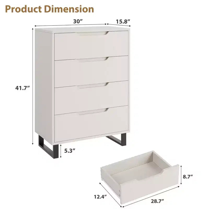 Meuble TV, Commode Haute 106 cm, Armoire Verticale Autonome à Tiroirs avec Rangement, Coffre de Rangement en Bois pour Chambre à Coucher