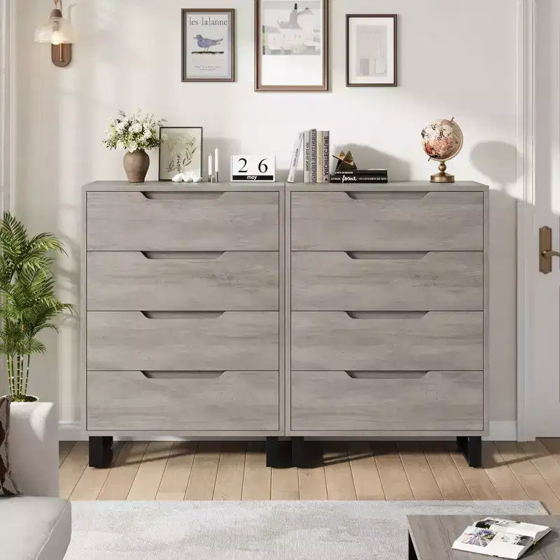 Meuble TV, Commode Haute 106 cm, Armoire Verticale Autonome à Tiroirs avec Rangement, Coffre de Rangement en Bois pour Chambre à Coucher