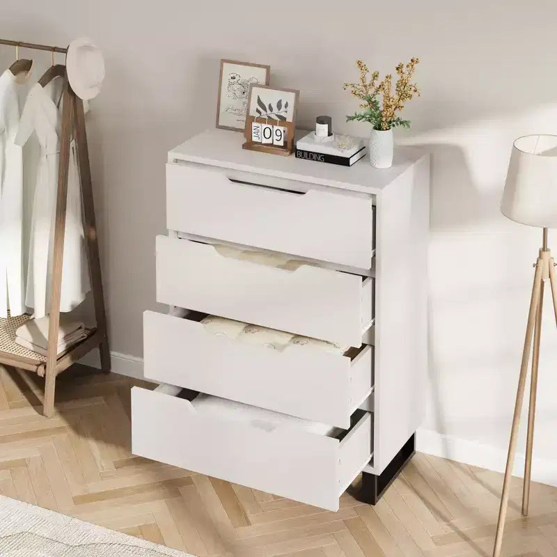 Meuble TV, Commode Haute 106 cm, Armoire Verticale Autonome à Tiroirs avec Rangement, Coffre de Rangement en Bois pour Chambre à Coucher