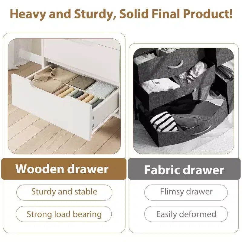 Meuble TV, Commode Haute 106 cm, Armoire Verticale Autonome à Tiroirs avec Rangement, Coffre de Rangement en Bois pour Chambre à Coucher