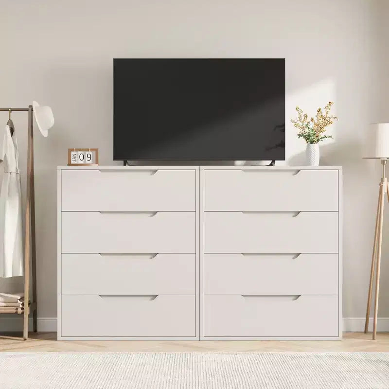 Meuble TV, Commode Haute 106 cm, Armoire Verticale Autonome à Tiroirs avec Rangement, Coffre de Rangement en Bois pour Chambre à Coucher