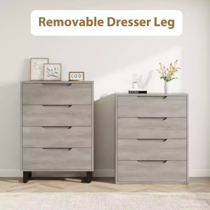 Meuble TV, Commode Haute 106 cm, Armoire Verticale Autonome à Tiroirs avec Rangement, Coffre de Rangement en Bois pour Chambre à Coucher