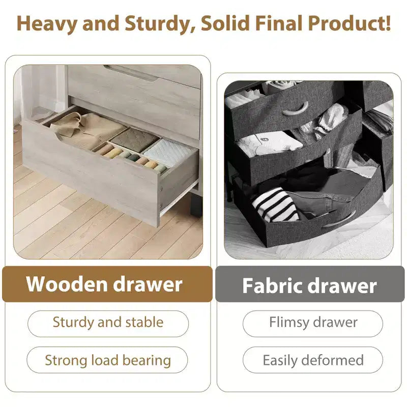 Meuble TV, Commode Haute 106 cm, Armoire Verticale Autonome à Tiroirs avec Rangement, Coffre de Rangement en Bois pour Chambre à Coucher