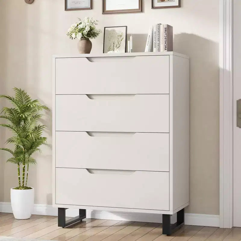 Meuble TV, Commode Haute 106 cm, Armoire Verticale Autonome à Tiroirs avec Rangement, Coffre de Rangement en Bois pour Chambre à Coucher