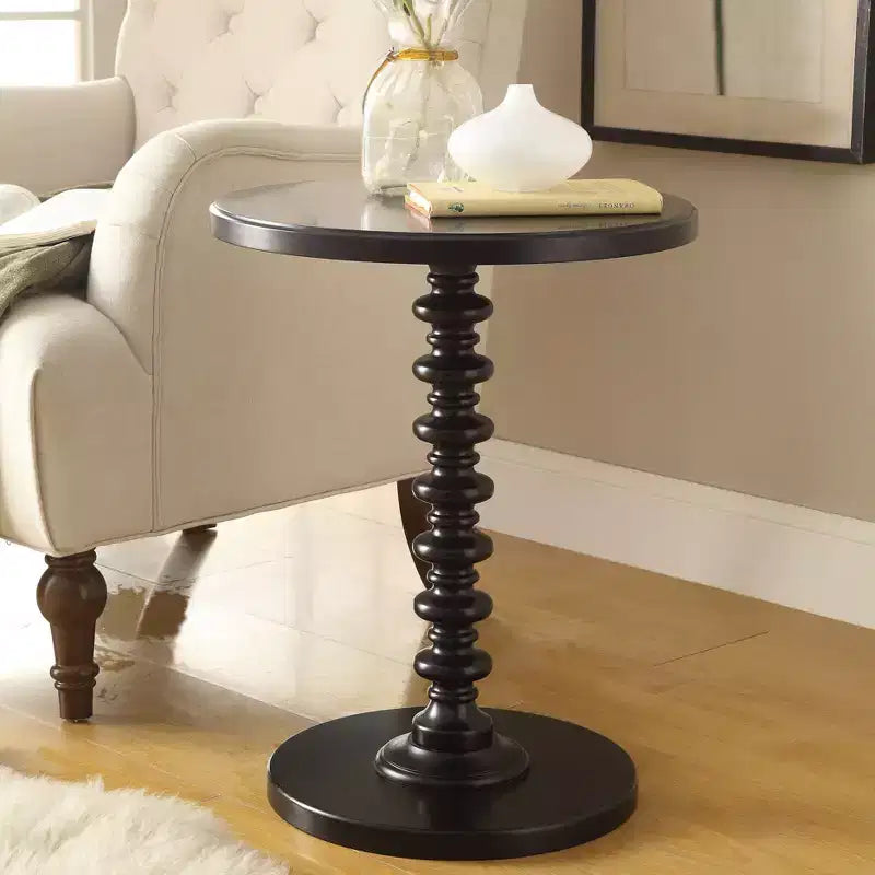 Table d'appoint ronde moderne en bois de 22 po