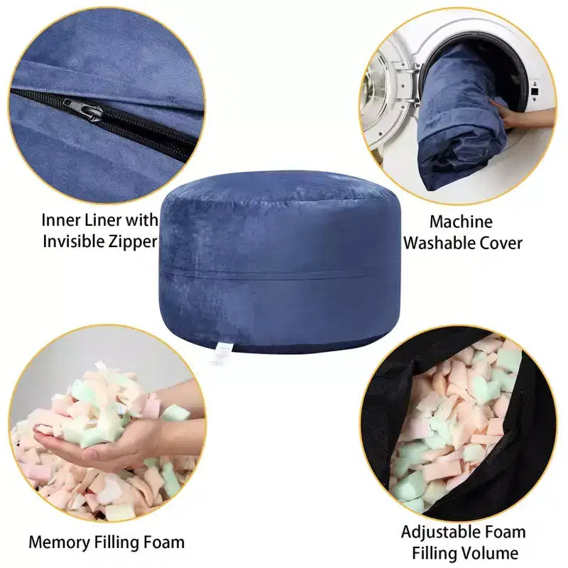 Pouf géant en mousse à mémoire de forme de 120 cm pour adultes, grand canapé avec housse amovible en microfibre moelleuse de 1,2 m