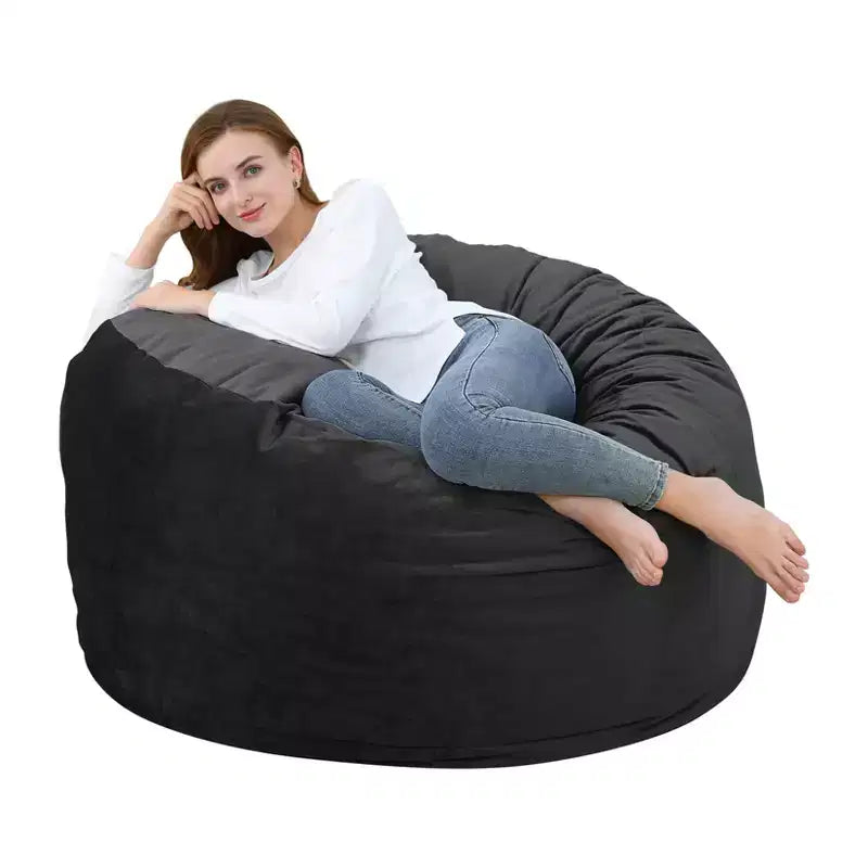 4 Foot Bean Bag Chair,Memory Foam Big Bean Bag for Adults, Big Sofa with Fluffy Removable Microfiber Cover 4'