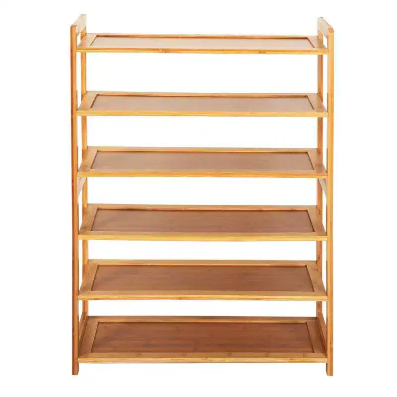 Meuble à chaussures en bambou marron à 6 niveaux de 68 cm de largeur