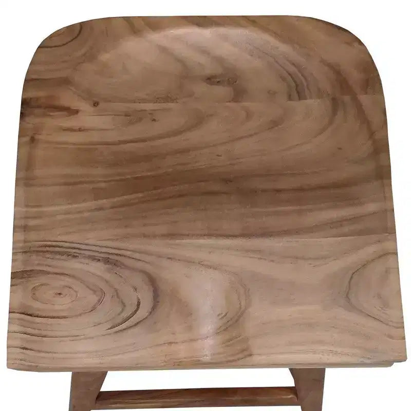 Tabouret de comptoir sans dossier en bois d'acacia fait main, hauteur 24 pouces