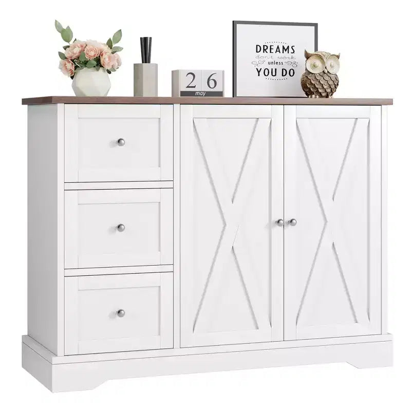 Sideboard with storage, sideboard with doors, wooden coffee bar cabinet with 3 drawers, storage cabinet for kitchen, dining room, living room
