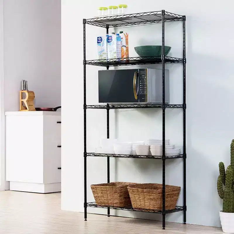 Black Metal 5-Tier Heavy Duty Adjustable Configuration Shelving Unit
