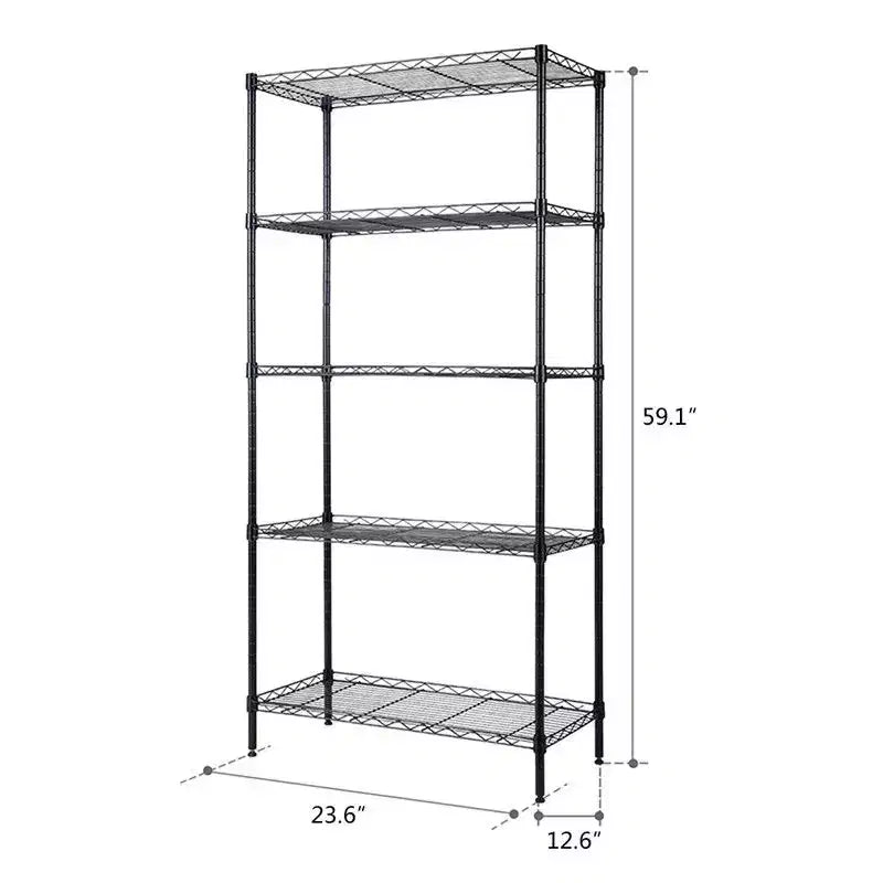 Étagère modulable à 5 niveaux en métal noir, robuste