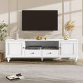 MAYEERTY Modern TV Stand with Open Compartment 2 Drawers 2 Cabinets and 5 Solid Legs for Living Room White