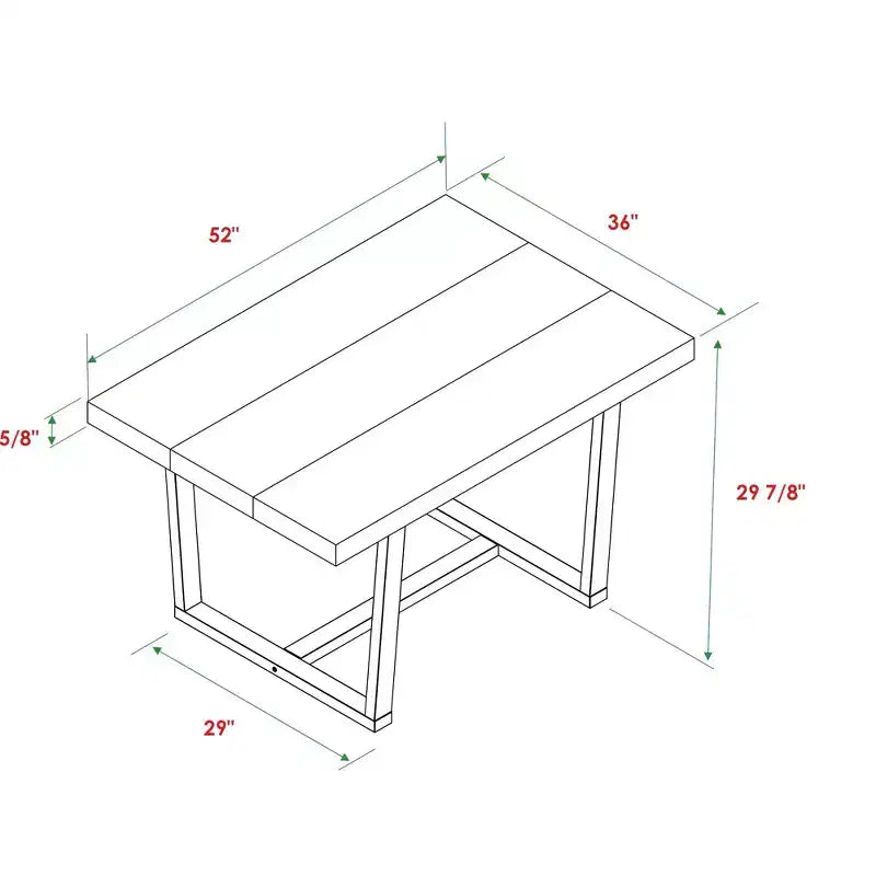Table à manger moderne en bois massif et métal, style industriel et rustique, 4-6 places, idéale pour la cuisine ou la salle à manger