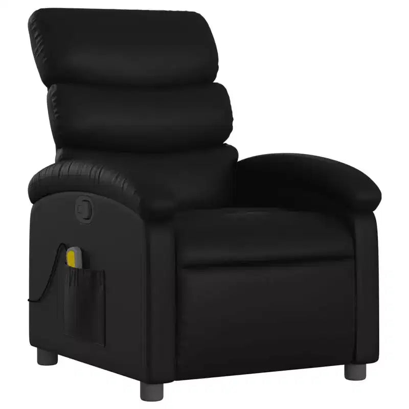 vidaXL Massage Recliner Chair Black Faux Leather, Metal, Engineered Wood Single